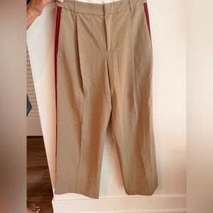 Zara Tan Chinos with Burgundy Side Stripe
